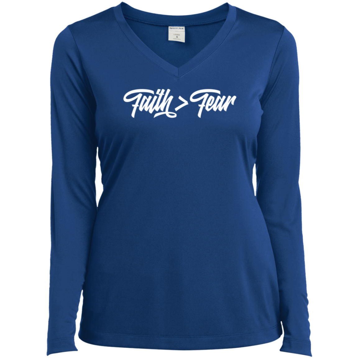 Faith > Fear | Ladies’ Long Sleeve V-Neck