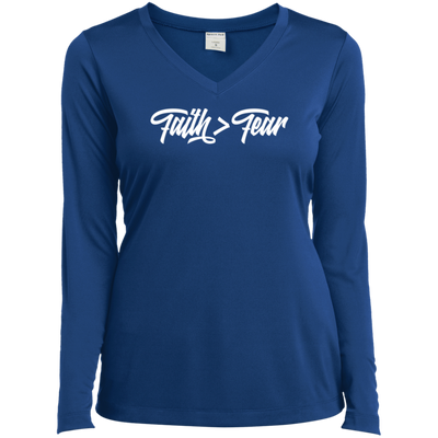 Faith > Fear | Ladies’ Long Sleeve V-Neck