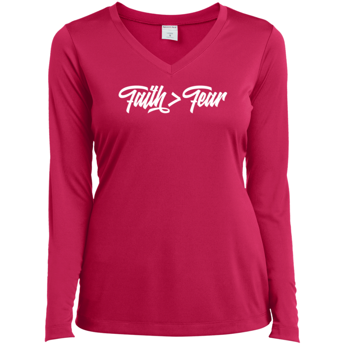 Faith > Fear | Ladies’ Long Sleeve V-Neck