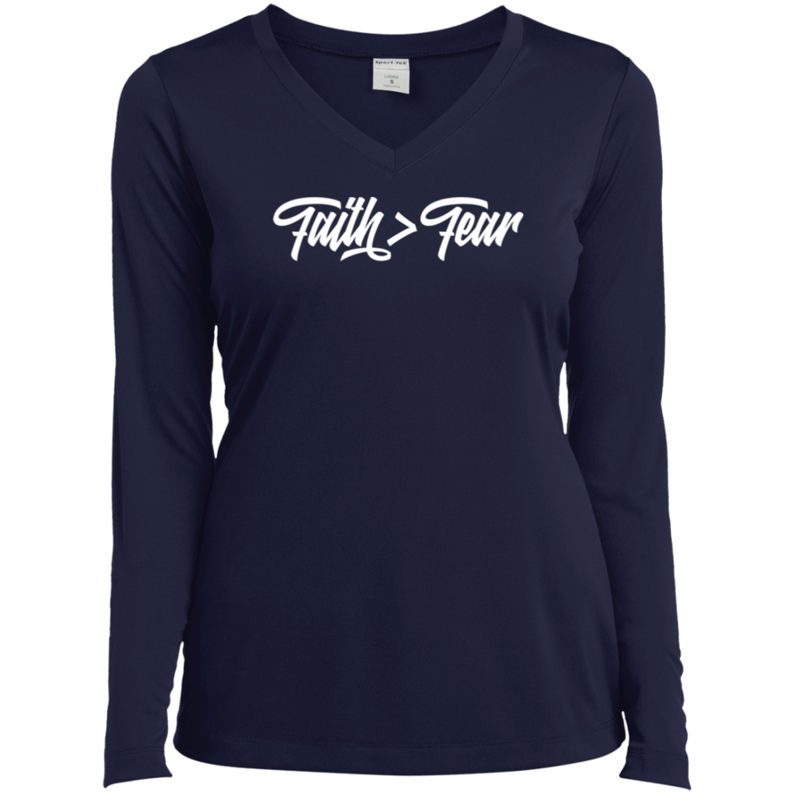 Faith > Fear | Ladies’ Long Sleeve V-Neck