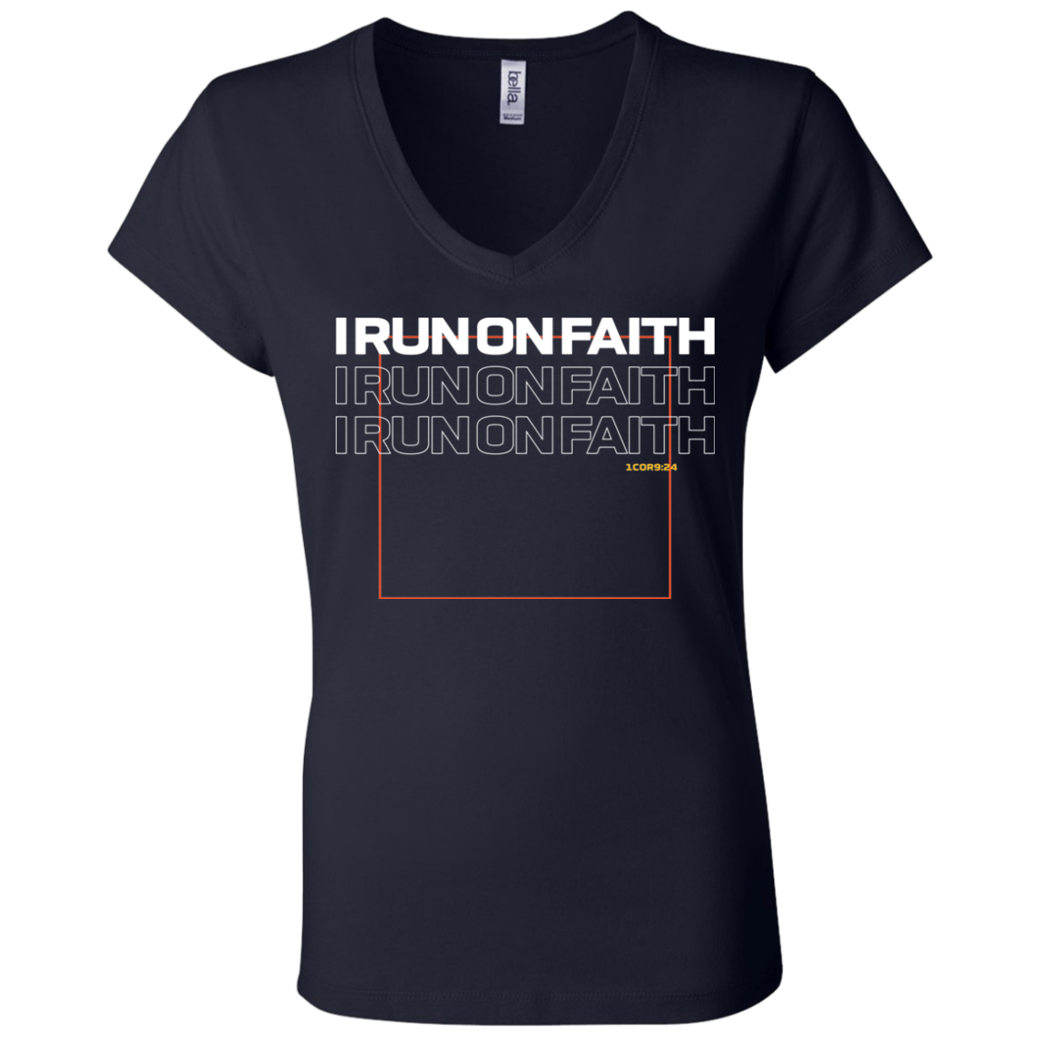 I Run On Faith | Ladies’ Performance V-Neck