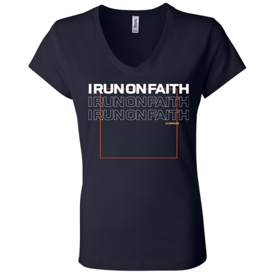 I Run On Faith | Ladies’ Performance V-Neck