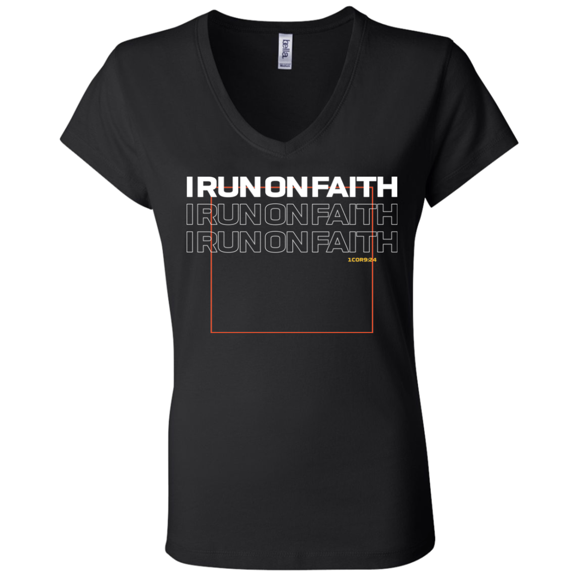 I Run On Faith | Ladies’ Performance V-Neck