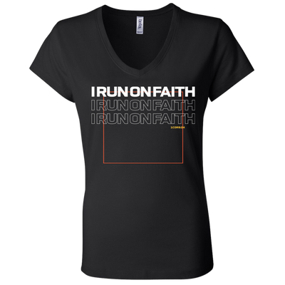 I Run On Faith | Ladies’ Performance V-Neck