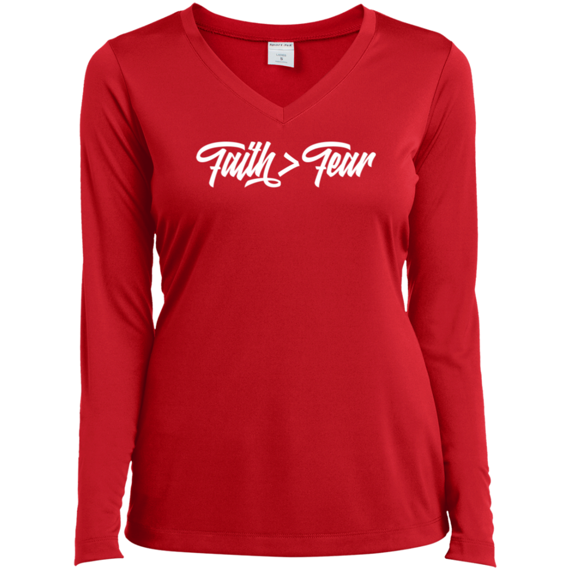 Faith > Fear | Ladies’ Long Sleeve V-Neck
