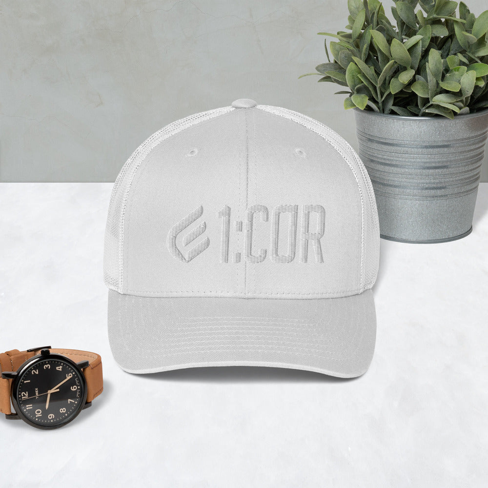 1:Cor Whiteout | Embroidered Trucker Cap