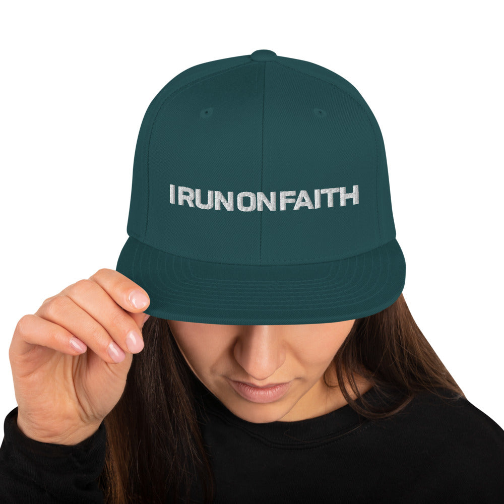 I Run On Faith | Embroidered Snapback Hat