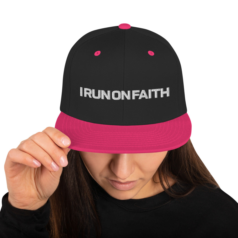 I Run On Faith | Embroidered Snapback Hat