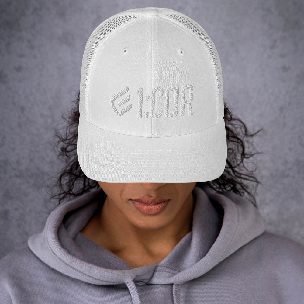 1:Cor Whiteout | Embroidered Trucker Cap